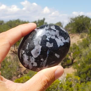 Indigo Gabbro (Mystic Merlinite) Palmstone - Madagascar - 135.1 grams
