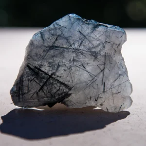 RARE Blue Quartz Crystal - Tourmaline Inclusions