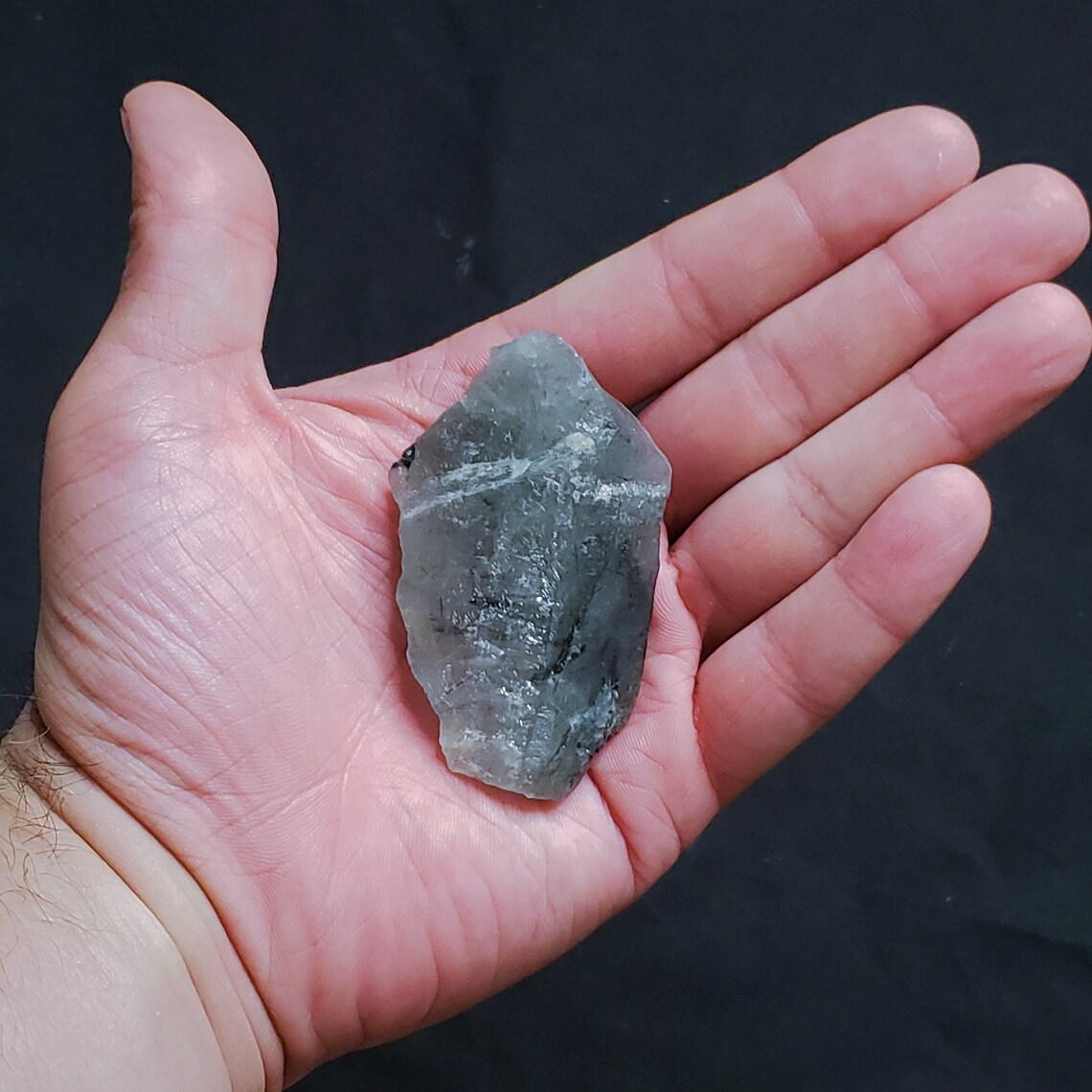 RARE Blue Quartz Crystal - Tourmaline Inclusions - Image 9